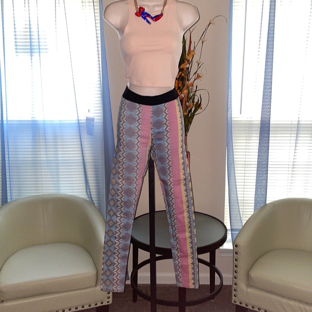 Mezzanine | Ladies Colorful Multi-Print Stretch Pants